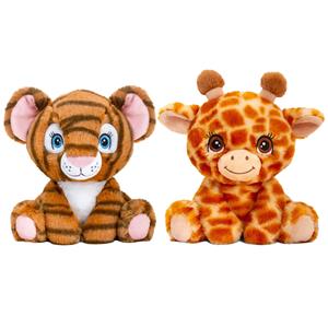 Keel Toys Pluche knuffel dieren vriendjes set tijger en giraffe 25 cm -