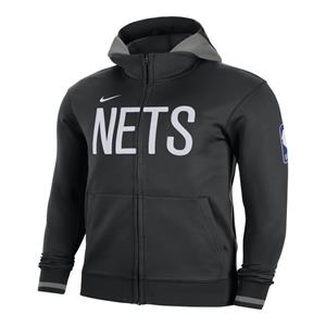 Nike Brooklyn Nets Showtime  NBA-hoodie met rits en Dri-FIT voor heren - Zwart