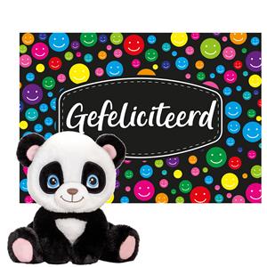 Keel Toys Cadeaukaart Gefeliciteerd met knuffeldier panda beer 25 cm -