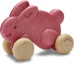 PlanToys Plan Toys houten konijn op wielen - roze