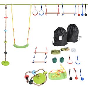 Homcom Ninja Slackline Set peelgoed - Buitenspeelgoed - Kinderen - Tuin - 5-12 Jaar