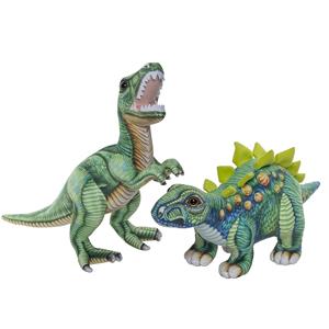 Nature Planet Pluche knuffel dinosaurussen set T-rex 35 cm en Stegosaurus 30 cm -