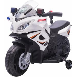HOMCOM kinderen politie elektrische motorfiets politie motorfiets elektrische auto kinderwagen voor 18 tot 36 maanden met 2 koplampen politie lichten
