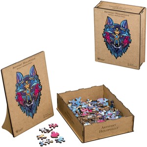 Philos 9080 - Artefakt Holzpuzzle 2in1 Wolf, 180 Teile in Holzbox