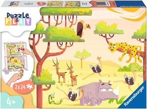 Ravensburger Verlag Ravensburger Kinderpuzzle Puzzle&Play 05594 - Safari-Zeit - 2x24 Teile Puzzle für Kinder ab 4 Jahren