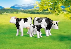 Playmobil 2 Zwarte koeien met kalfje