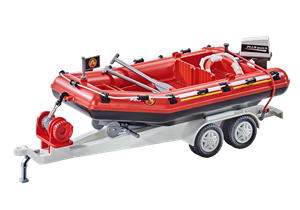 Playmobil Brandweerboot met aanhangwagen