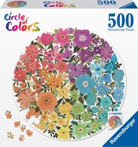 Round Puzzle Circle Of Colors - Flowers (500 Stukjes)