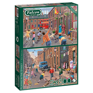Jumbo Spiele GmbH Jumbo 11376 - Falcon, Victor McLinden, Playing in the Street, Puzzle, 2x500 Teile