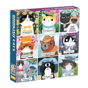Galison Bookish Cats 500 Piece Family Puzzle