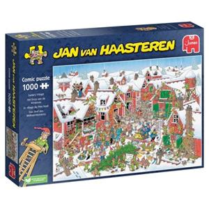 Jumbo Spiele Jumbo 20075 - Jan van Haasteren, Santa's Village, Das Dorf des Weihnachtsmanns, Comic-Puzzle, 1000 Teile