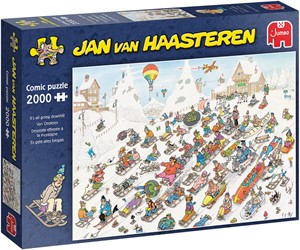 Jumbo Spiele Jumbo 1110100026 - Jan van Haasteren, Es geht nur bergab, Comic-Puzzle, 2000 Teile