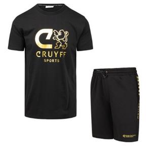 Sportus.nl Cruyff Sports - Booster T-Shirt & Short Set - Zwart/ Goud
