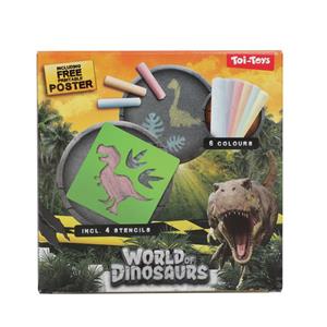Toi Toys World Of Dinosaurs Stoepkrijtset Met 4 Sjablonen