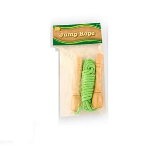 Kids Fun Springtouw speelgoed met houten handvat - groen - 240 cm - buitenspeelgoed -