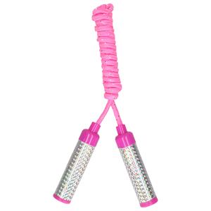 Kids Fun Springtouw speelgoed met glitters - roze - 210 cm - buitenspeelgoed -
