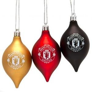 Taylors Football Souvenirs Manchester United Weihnachtsbaumkugeln 3er-Pack - Gold/Rot/Schwarz
