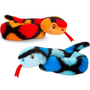 Keel Toys Pluche knuffel dieren kleine opgerolde slangen rood en blauw 65 cm -