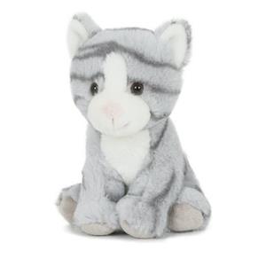 Merkloos Pluche grijze poes/kat knuffel zittend 18 cm speelgoed -