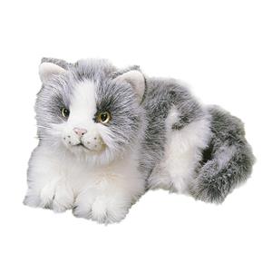 Merkloos Pluche grijs met witte kat 20 cm -
