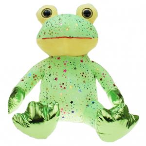 Heunec Pluche groene kikker knuffel met glitters 30 cm speelgoed -
