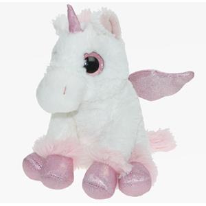 Cornelissen Pluche knuffel dieren Unicorn/eenhoorn wit/roze van 20 cm -