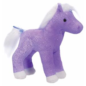 Merkloos Pluche paard paars met glitters 18 cm -