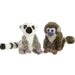 Nature Planet Apen serie zachte pluche knuffels 2x stuks - Maki aap en Squirrel aap van 18 cm -