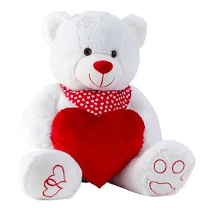 Teddy beer knuffel van zachte pluche - met liefdes hartje - 64 cm zittend/100 cm staand -