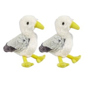 2x stuks pluche wit/grijze zeemeeuw vogel knuffel 20 cm speelgoed -