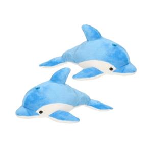Semo 2x stuks pluche blauwe dolfijn knuffel 33 cm -