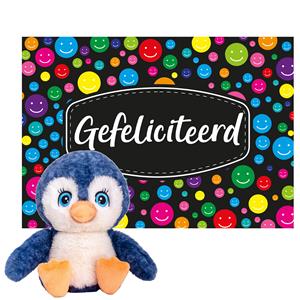 Keel Toys  Cadeaukaart Gefeliciteerd met knuffeldier pinguin 25 cm -