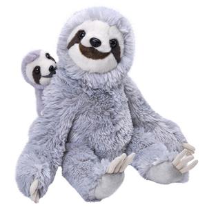 Wild Republic Pluche grijze luiaard met baby knuffel cm speelgoed -