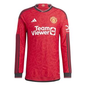 Adidas Manchester United FC 23/24 Long Sleeve Home Shirt - Red- Heren