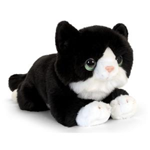Keel Toys pluche zwart/witte kat/poes knuffel 32 cm -