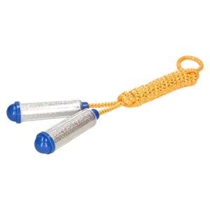 Springtouw - met kunststof handvatten - geel/zilver - 210 cm - speelgoed -