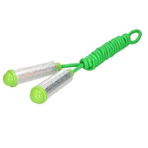 Merkloos Springtouw - met kunststof handvatten℃- groen/zilver - 210 cm - speelgoed -