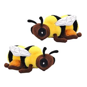 Wild Republic Pluche knuffel dieren Eco series - 2x honingbij - zwart/geel - 30 cm -