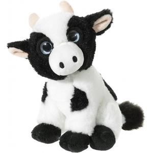 Heunec Zwart met witte pluche koe/koeien knuffels 14 cm -