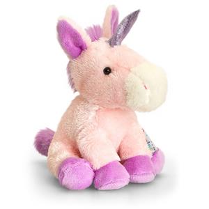 Keel Toys Zittende pluche eenhoorns knuffels 14 cm paars/roze -