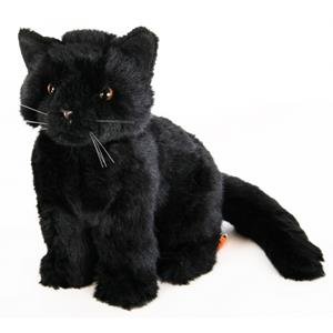 Merkloos Pluche zittende knuffel kat zwart 20 cm -