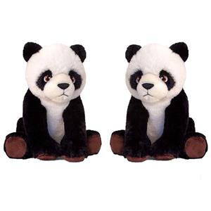 Keel Toys 2x stuks pluche panda beer knuffel van 25 cm -