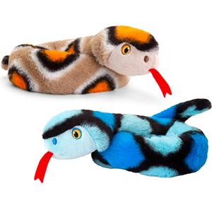 Keel Toys Pluche knuffel dieren kleine opgerolde slangen blauw en bruin 65 cm -
