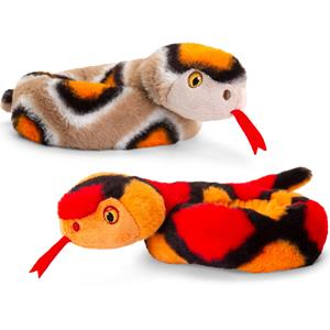 Keel Toys Pluche knuffel dieren kleine opgerolde slangen rood en bruin 65 cm -
