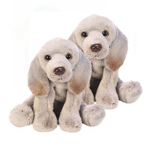 2x stuks pluche Weimaraner grijs knuffel hond 13 cm -