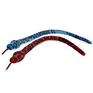 Ravensden Pluche knuffel dieren set 2x Slangen blauw en rood van 100 cm -