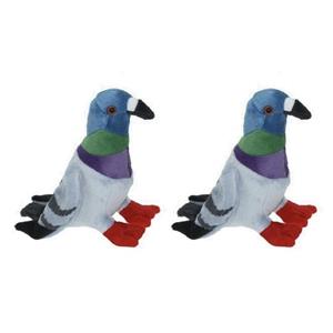 2x Pluche gekleurde duif/duiven knuffels 19 cm speelgoed -