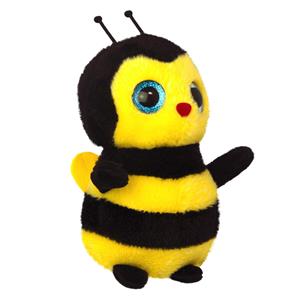 Merkloos Bijen knuffel - geel zwart - pluche - 17 x 5 cm -