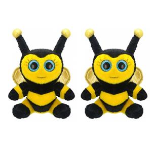 Merkloos 2x stuks pluche bijen knuffel 22 cm -