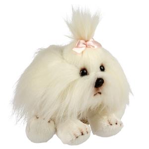 Suki Gifts Pluche knuffeldier hond - Shih Tzu - wit - 13 cm - huisdieren thema -
